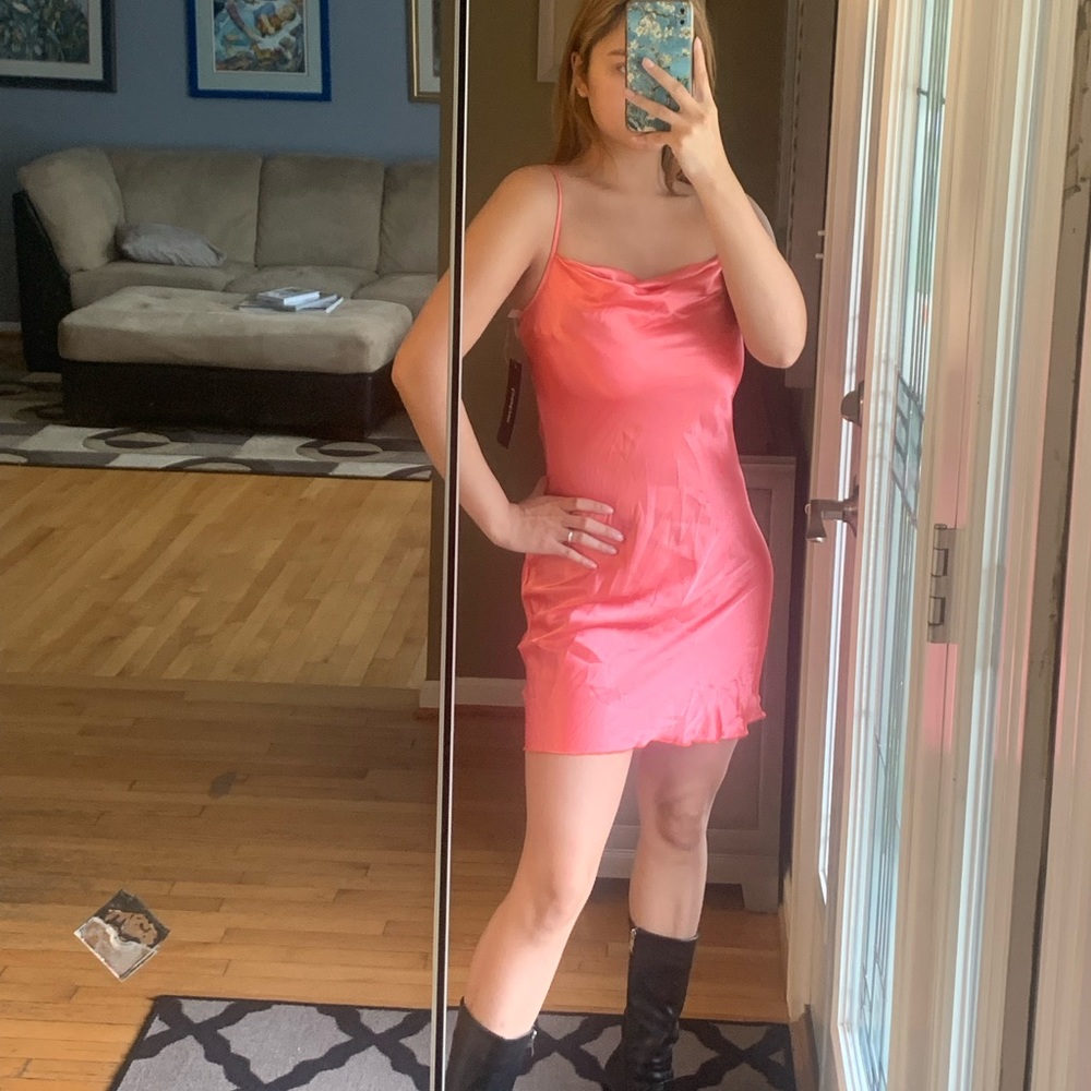 Bebe satin slip on mini dress